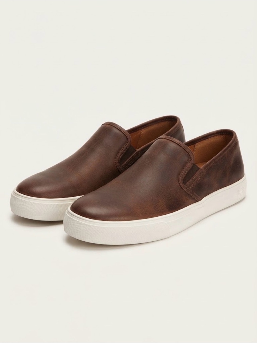 FRYE Brown Leather Slip-On Sneakers Casual Comfort Shoes Size 10
